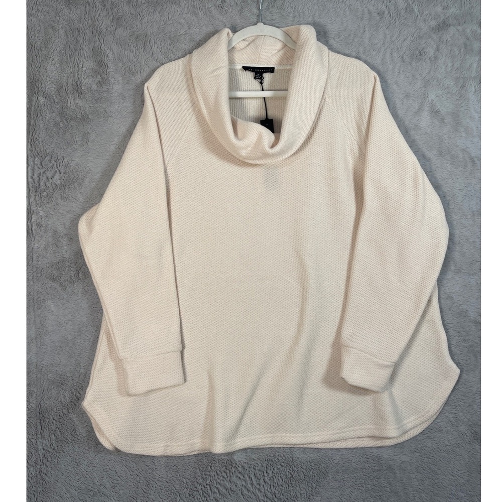 Jane + Delancey Womens Pullover Cowl Neck Tunic Top 1X Beige‎ Sweater NEW